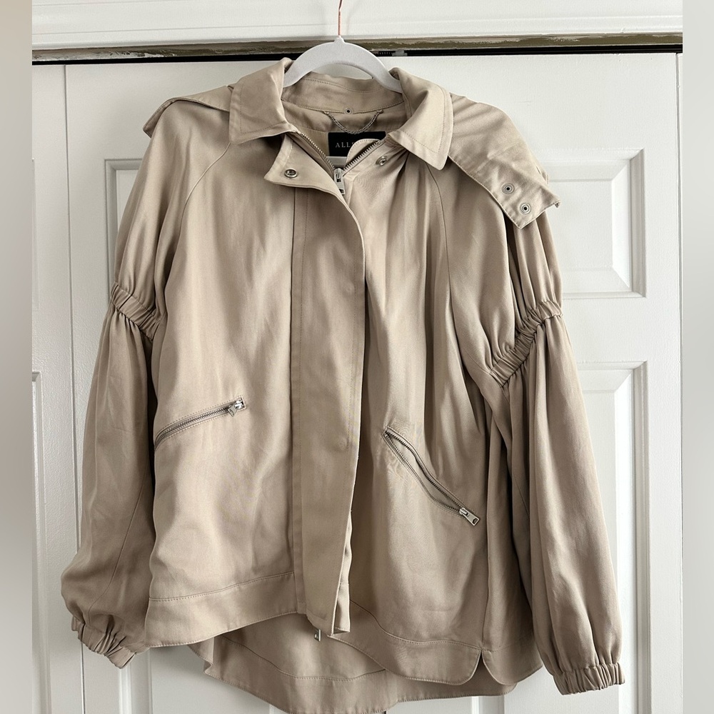 All Saints Puff Sleeve Hooded Jacket